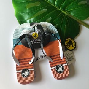 NWT Men’s Body Glove Old School Cuda Orange Flip-Flops, Size 9
